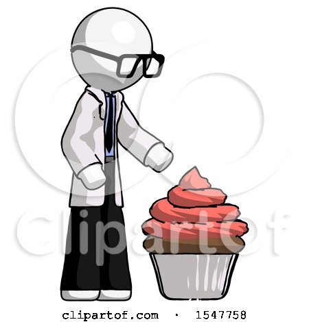 White Doctor Scientist Man with Giant Cupcake Dessert by Leo Blanchette