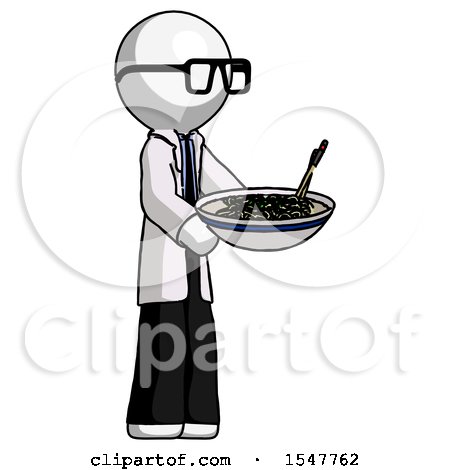 White Doctor Scientist Man Holding Noodles Offering to Viewer by Leo Blanchette