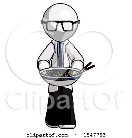 White Doctor Scientist Man Serving or Presenting Noodles by Leo Blanchette