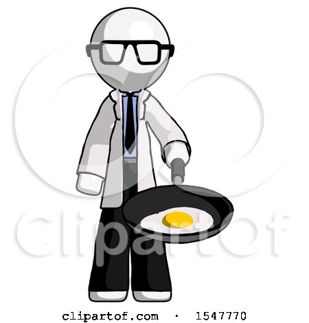 White Doctor Scientist Man Frying Egg in Pan or Wok by Leo Blanchette