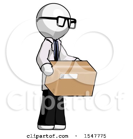 White Doctor Scientist Man Holding Package to Send or Recieve in Mail by Leo Blanchette