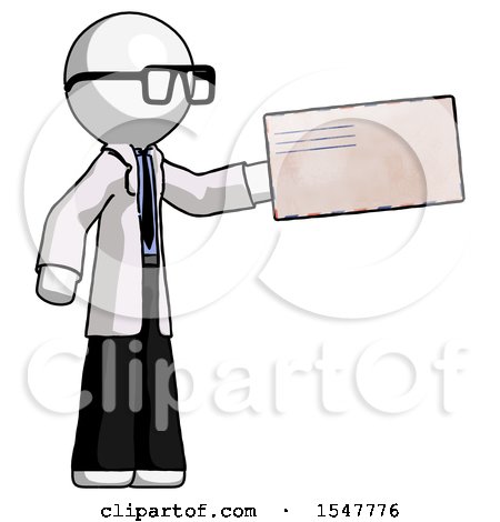 White Doctor Scientist Man Holding Large Envelope by Leo Blanchette