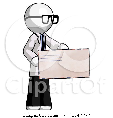 White Doctor Scientist Man Presenting Large Envelope by Leo Blanchette