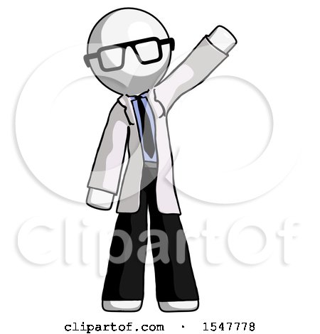 White Doctor Scientist Man Waving Emphatically with Left Arm by Leo Blanchette
