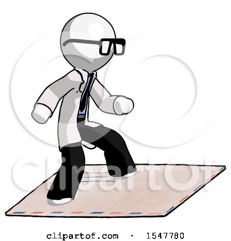 White Doctor Scientist Man on Postage Envelope Surfing by Leo Blanchette