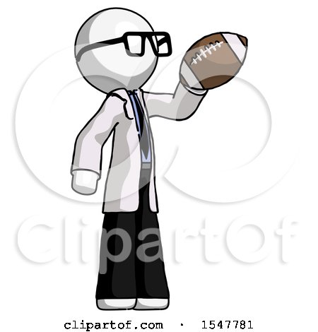 White Doctor Scientist Man Holding Football up by Leo Blanchette