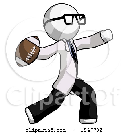 White Doctor Scientist Man Throwing Football by Leo Blanchette