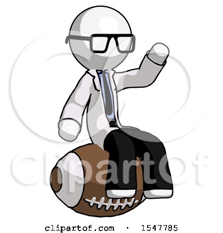 White Doctor Scientist Man Sitting on Giant Football by Leo Blanchette