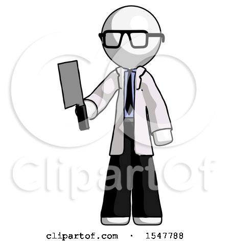 White Doctor Scientist Man Holding Meat Cleaver by Leo Blanchette