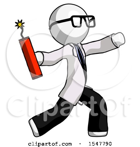 White Doctor Scientist Man Throwing Dynamite by Leo Blanchette