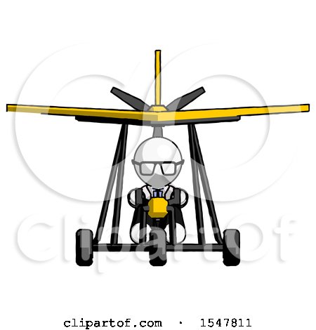 White Doctor Scientist Man in Ultralight Aircraft Front View by Leo Blanchette