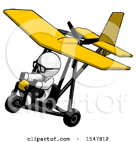White Doctor Scientist Man in Ultralight Aircraft Top Side View by Leo Blanchette
