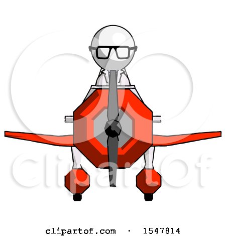White Doctor Scientist Man in Geebee Stunt Plane Front View by Leo Blanchette