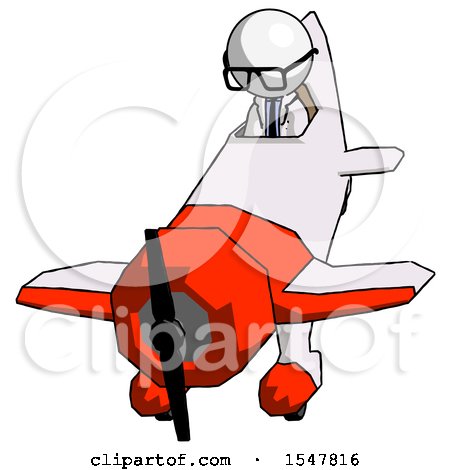 White Doctor Scientist Man in Geebee Stunt Plane Descending Front Angle View by Leo Blanchette