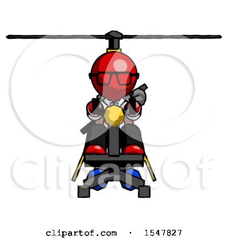 Red Doctor Scientist Man Flying in Gyrocopter Front View by Leo Blanchette