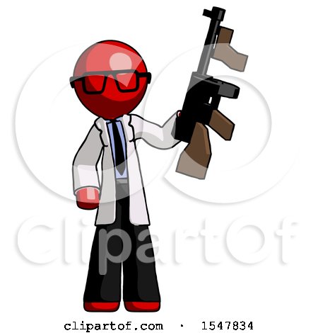 Red Doctor Scientist Man Holding Tommygun by Leo Blanchette