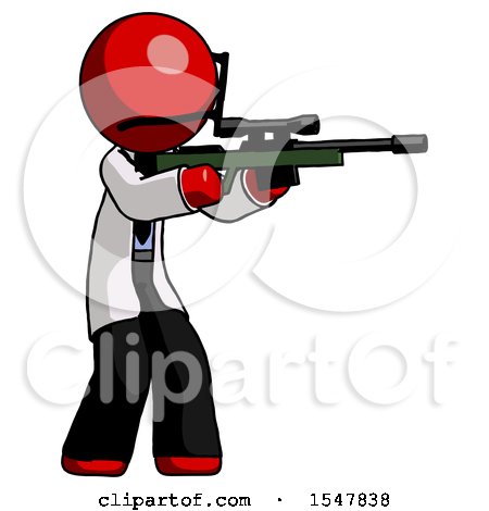 Red Doctor Scientist Man Shooting Sniper Rifle by Leo Blanchette