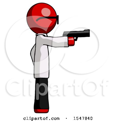 Red Doctor Scientist Man Firing a Handgun by Leo Blanchette
