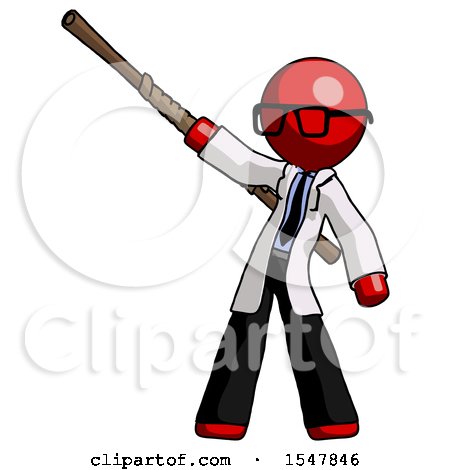Red Doctor Scientist Man Bo Staff Pointing up Pose by Leo Blanchette