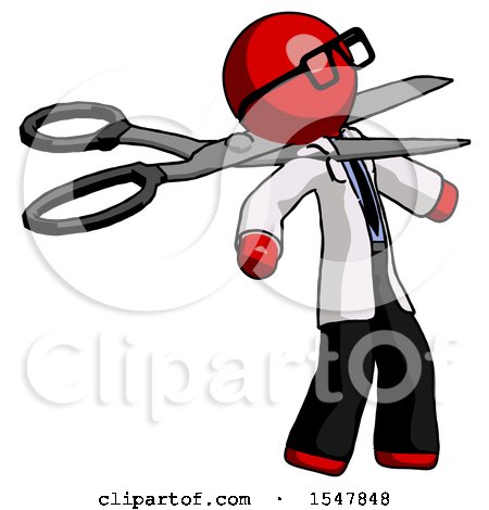 Red Doctor Scientist Man Scissor Beheading Office Worker Execution by Leo Blanchette