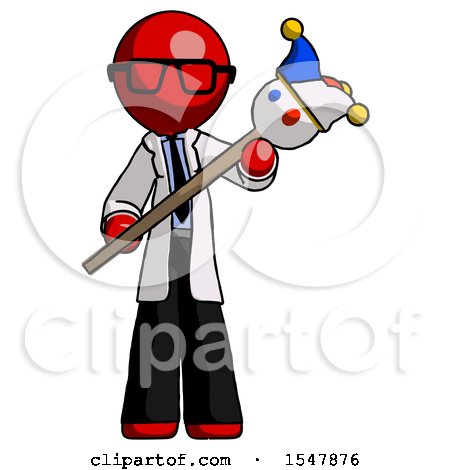 Red Doctor Scientist Man Holding Jester Diagonally by Leo Blanchette