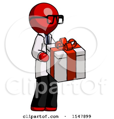 Red Doctor Scientist Man Giving a Present by Leo Blanchette