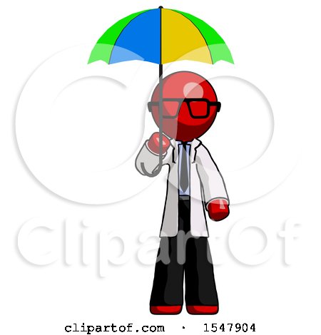 Red Doctor Scientist Man Holding Umbrella Rainbow Colored by Leo Blanchette