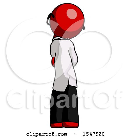 Red Doctor Scientist Man Thinking, Wondering, or Pondering Rear View by Leo Blanchette