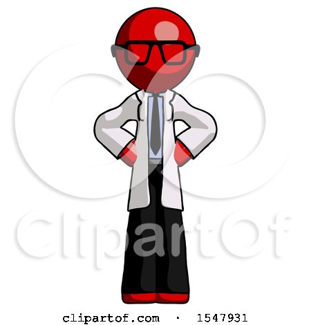 Red Doctor Scientist Man Hands on Hips by Leo Blanchette