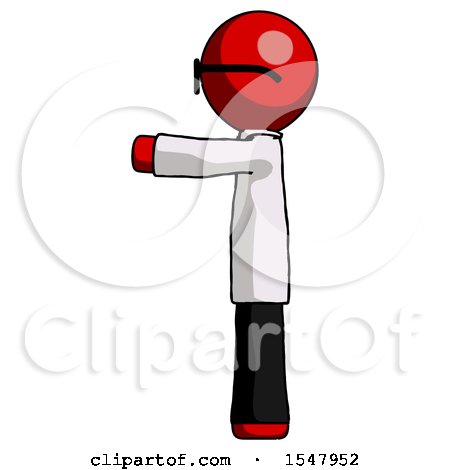 Red Doctor Scientist Man Pointing Left by Leo Blanchette