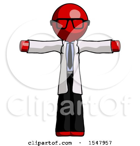 Red Doctor Scientist Man T-Pose Arms up Standing by Leo Blanchette