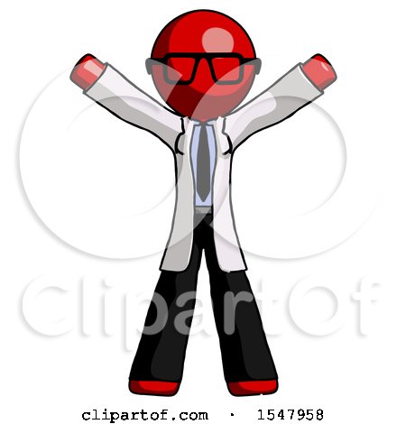 Red Doctor Scientist Man Surprise Pose, Arms and Legs out by Leo Blanchette