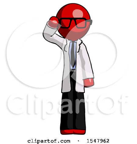 Red Doctor Scientist Man Soldier Salute Pose by Leo Blanchette
