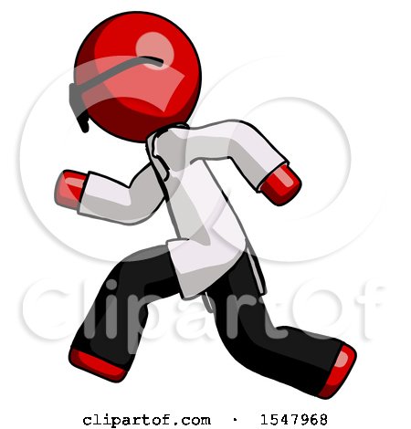 Red Doctor Scientist Man Running Fast Left by Leo Blanchette