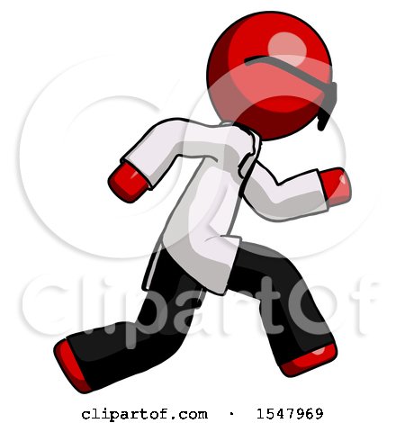 Red Doctor Scientist Man Running Fast Right by Leo Blanchette