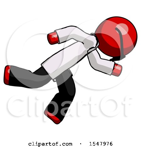Red Doctor Scientist Man Running While Falling down by Leo Blanchette