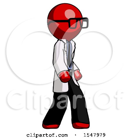 Red Doctor Scientist Man Walking Turned Right Front View by Leo Blanchette