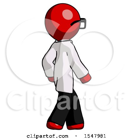 Red Doctor Scientist Man Walking Away Direction Right View by Leo Blanchette