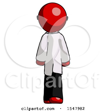 Red Doctor Scientist Man Walking Away, Back View by Leo Blanchette