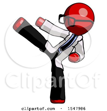 Red Doctor Scientist Man Ninja Kick Left by Leo Blanchette