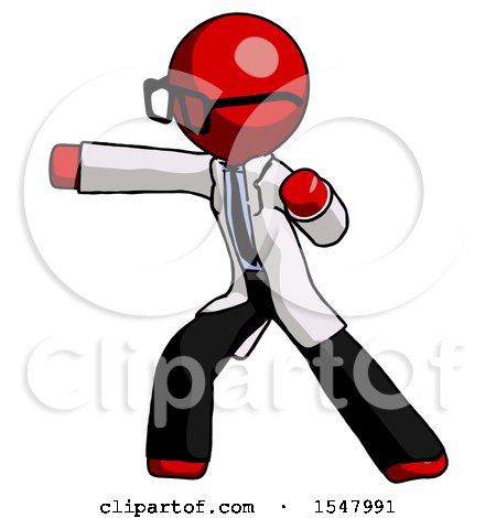 Red Doctor Scientist Man Martial Arts Punch Left by Leo Blanchette