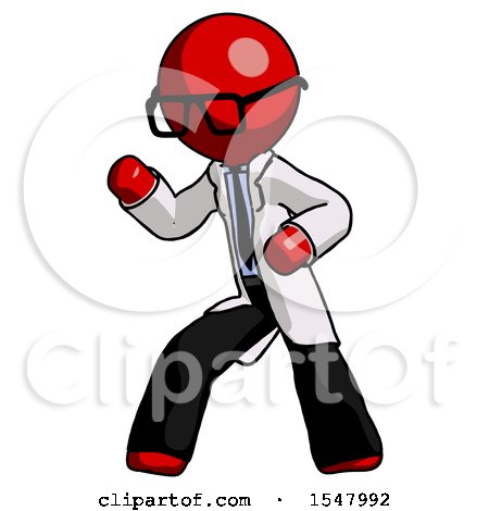Red Doctor Scientist Man Martial Arts Defense Pose Left by Leo Blanchette