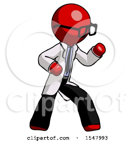 Red Doctor Scientist Man Martial Arts Defense Pose Right by Leo Blanchette