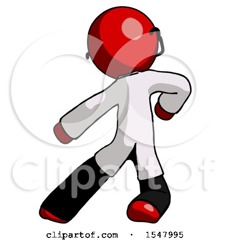 Red Doctor Scientist Man Karate Defense Pose Left by Leo Blanchette