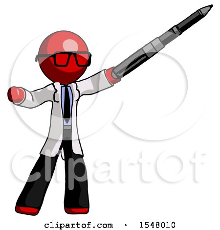 Red Doctor Scientist Man Demonstrating That Indeed the Pen Is Mightier by Leo Blanchette
