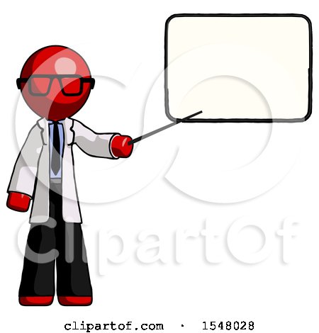 Red Doctor Scientist Man Giving Presentation in Front of Dry-erase Board by Leo Blanchette
