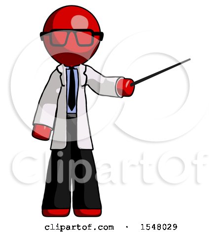 Red Doctor Scientist Man Teacher or Conductor with Stick or Baton Directing by Leo Blanchette