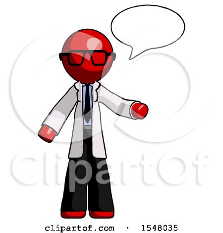 Red Doctor Scientist Man with Word Bubble Talking Chat Icon by Leo Blanchette