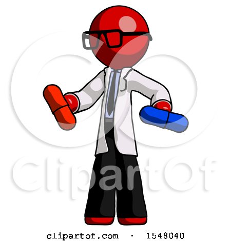 Red Doctor Scientist Man Red Pill or Blue Pill Concept by Leo Blanchette