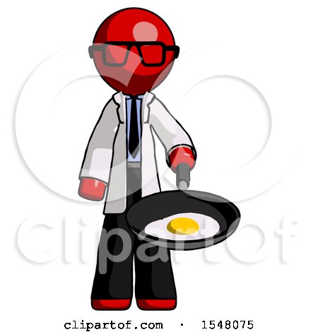 Red Doctor Scientist Man Frying Egg in Pan or Wok by Leo Blanchette